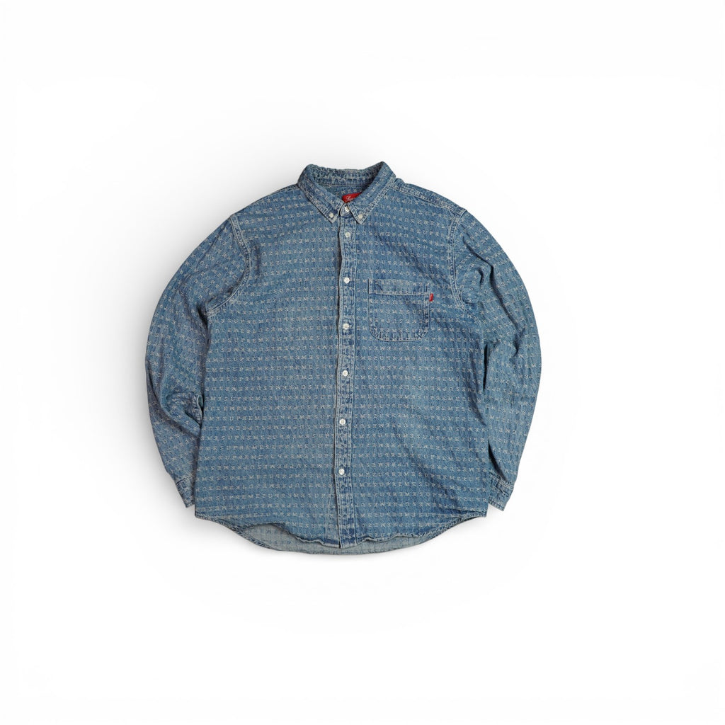 Supreme Jacquard Logos Denim Button Up Shirt