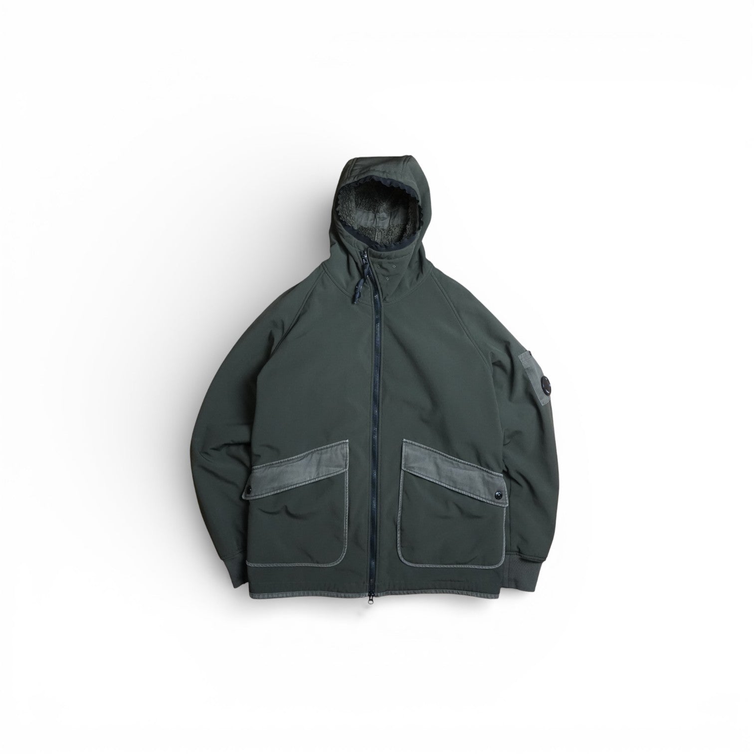 C.p. Company Shell Fleece Lined Lens Hooded Jacket